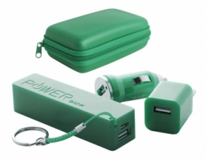  usb Rebex" USB charger and power bank set-green