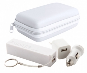 usb "Rebex" USB charger and power bank set-white