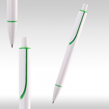 Химикалка CLEAR бяла със зелено