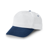 Бяла бейзболна шапка със синя козирка