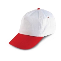 Бяла бейзболна шапка с червена козирка