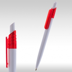 рекламни химикалки 90082, бяла с червен клипс