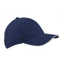 Бейзболна шапка сандвич - тъмно синьо с бял кант,  ВС-003
