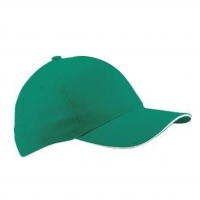 Бейзболна шапка сандвич - зелена с бял кант,  ВС-003