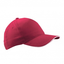 Бейзболна шапка сандвич - червена с бял кант,  ВС-003