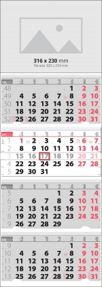 Календар 4 тела Елит Черен / Червен 2024