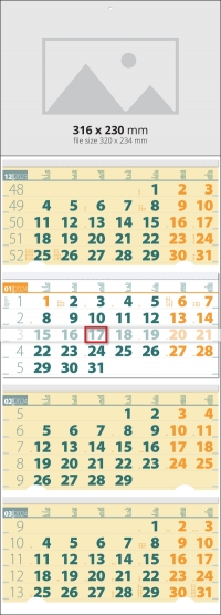 Календар 4 тела Елит Зелено / Жълто 2024