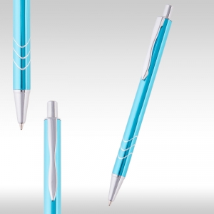 wave metal pen light blue